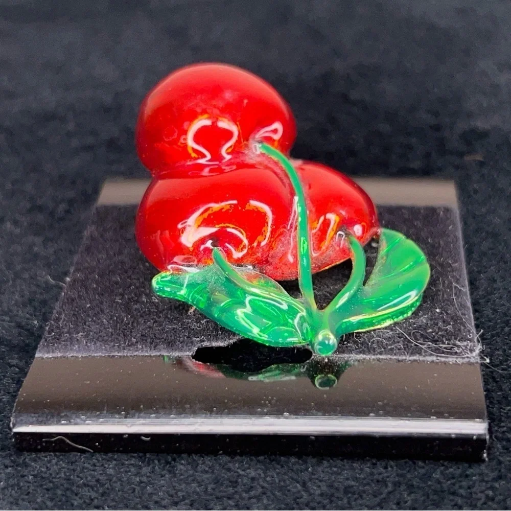 Vintage Cherry Enamel Metal Brooch Pinup Retro Red Green Colorful  Rockabilly